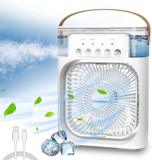 Smart 3 In 1 Air Cooling USB Fan with LED Night Light Water Fan DUS-3415