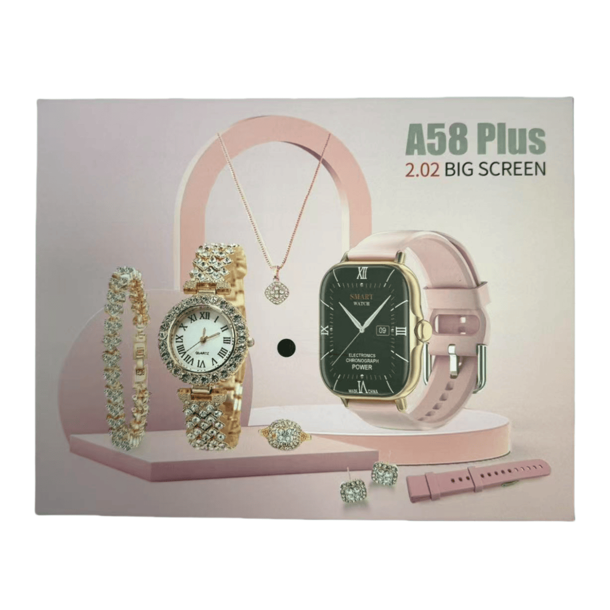 A58 Plus Smartwatch Gift Set For Girls ( 8 in 1) M1583