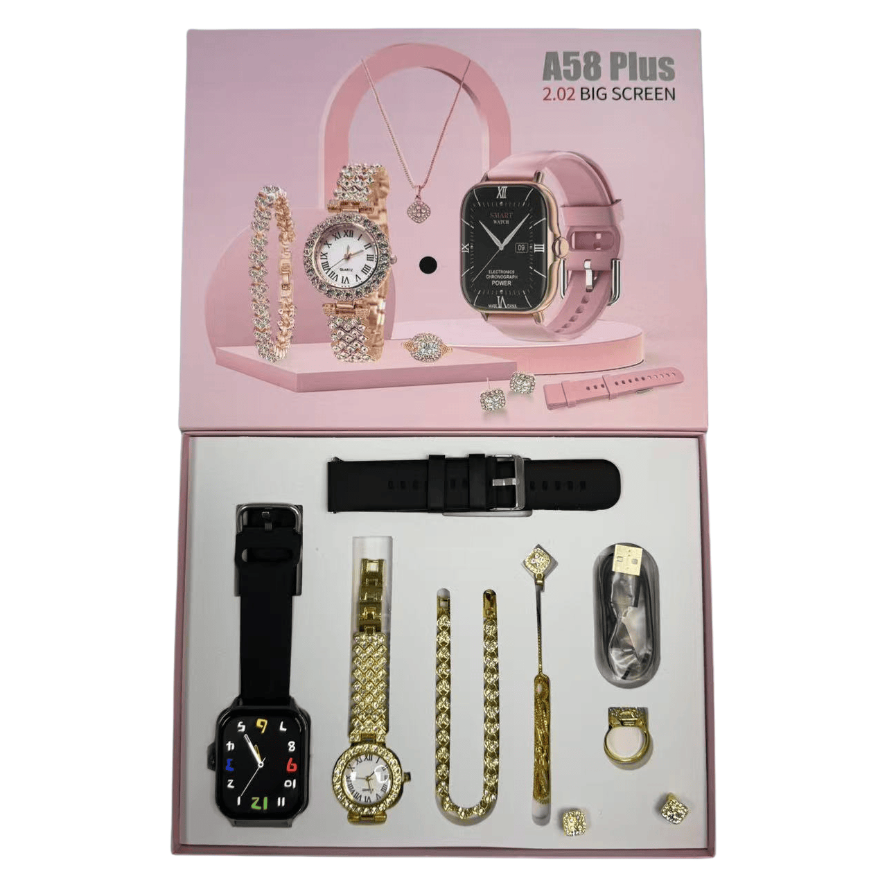 A58 Plus Smartwatch Gift Set For Girls ( 8 in 1) M1583