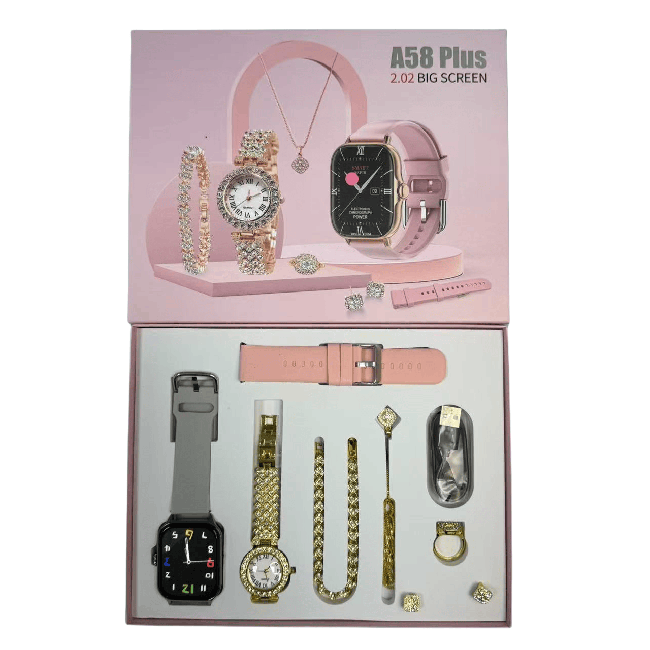 A58 Plus Smartwatch Gift Set For Girls ( 8 in 1) M1583