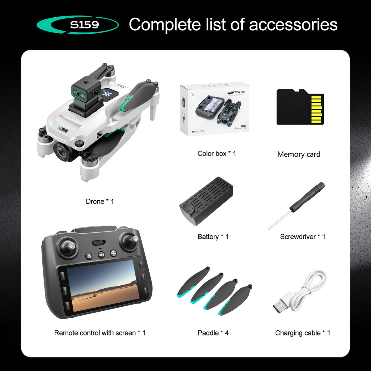 S159 GPS RC Drone 5G 8K HD Aerial Photography Dual-Camera Omnidirectional Obstacle Avoidance Drone with Screen M1523