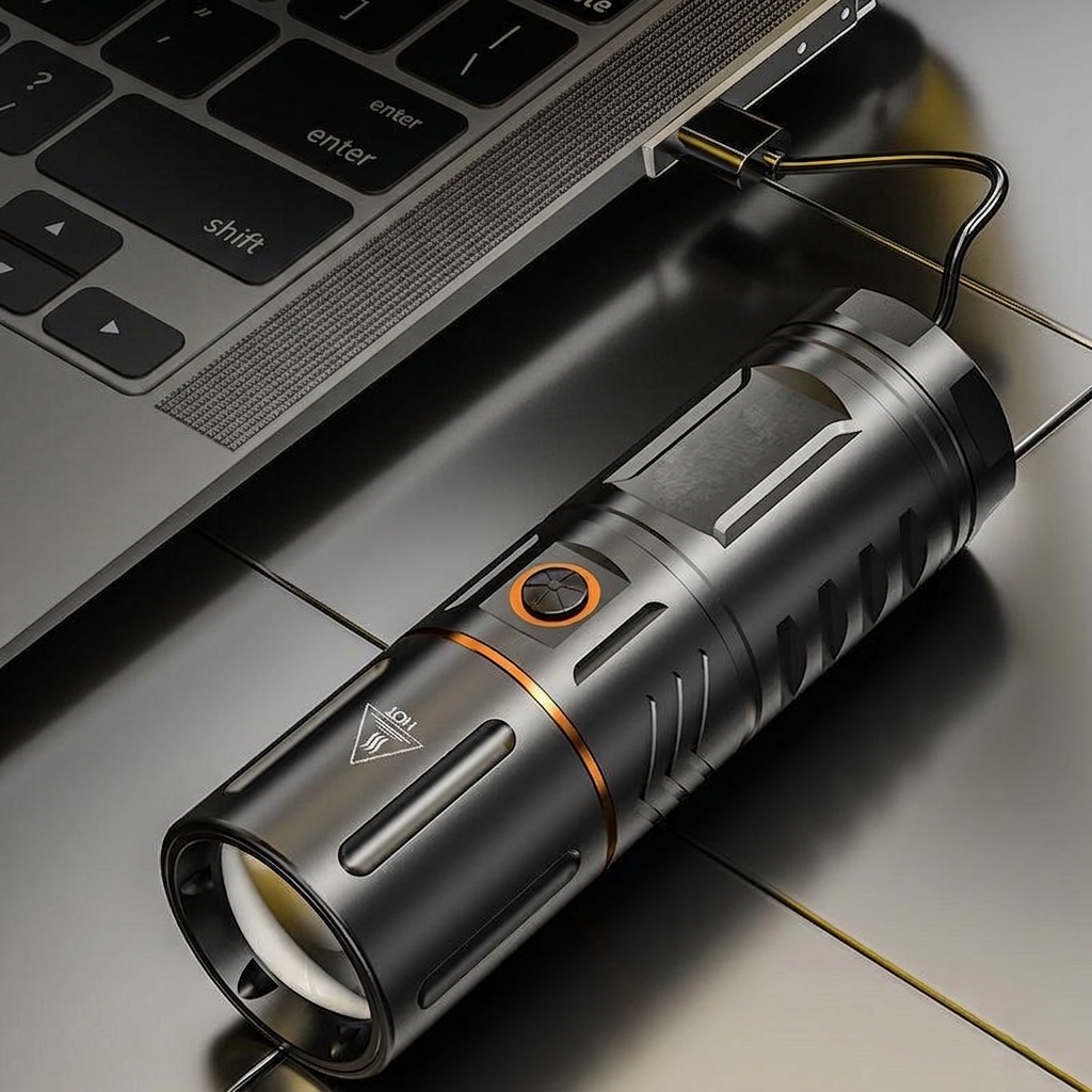 Rechargeable LED Flashlight with Telescopic Zoom & Power Bank Function DSB9000