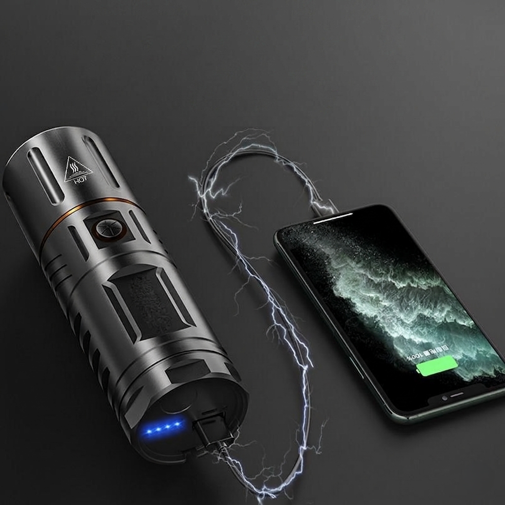 Rechargeable LED Flashlight with Telescopic Zoom & Power Bank Function DSB9000