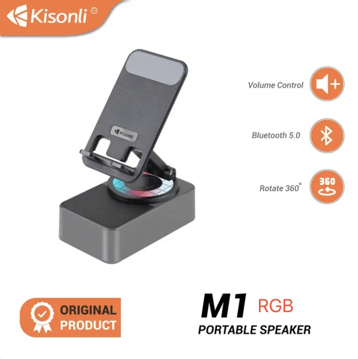 KISONLI M-1 Wireless Folding Bracket RGB Bluetooth Speaker With 360 Degree Phone Holder Stand DSB9577