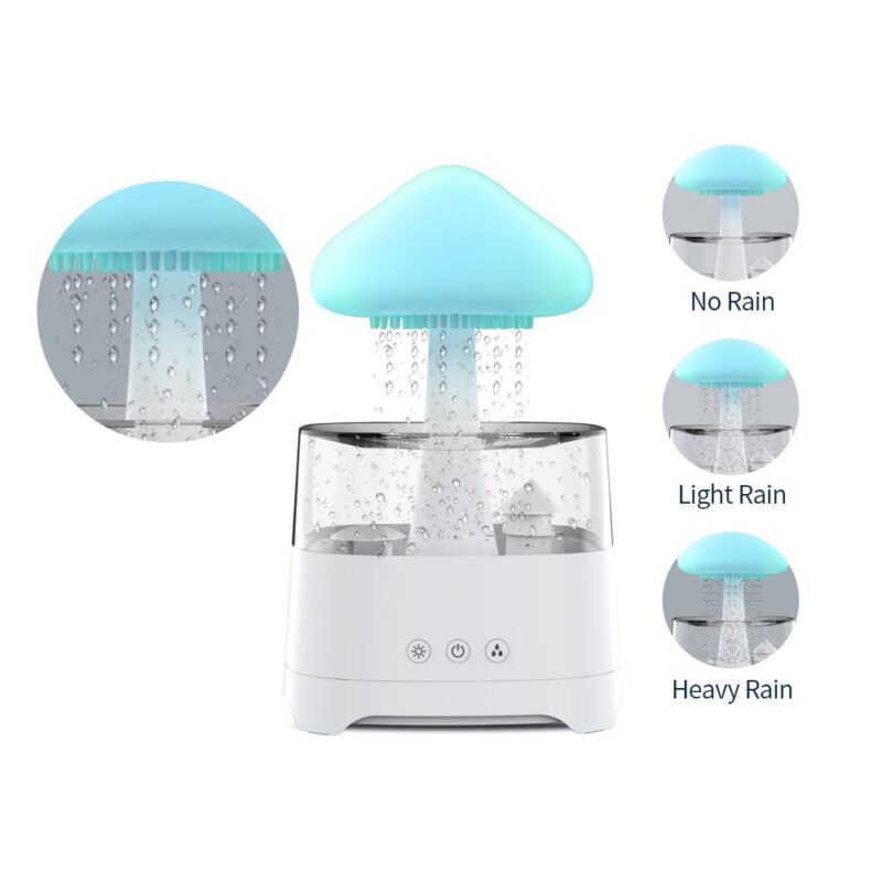 5 IN 1 Bluetooth Speaker Rain Cloud Humidifier, switchable 7 colors, 450ml capacity super quiet, intelligent anti-dry function DSB5868