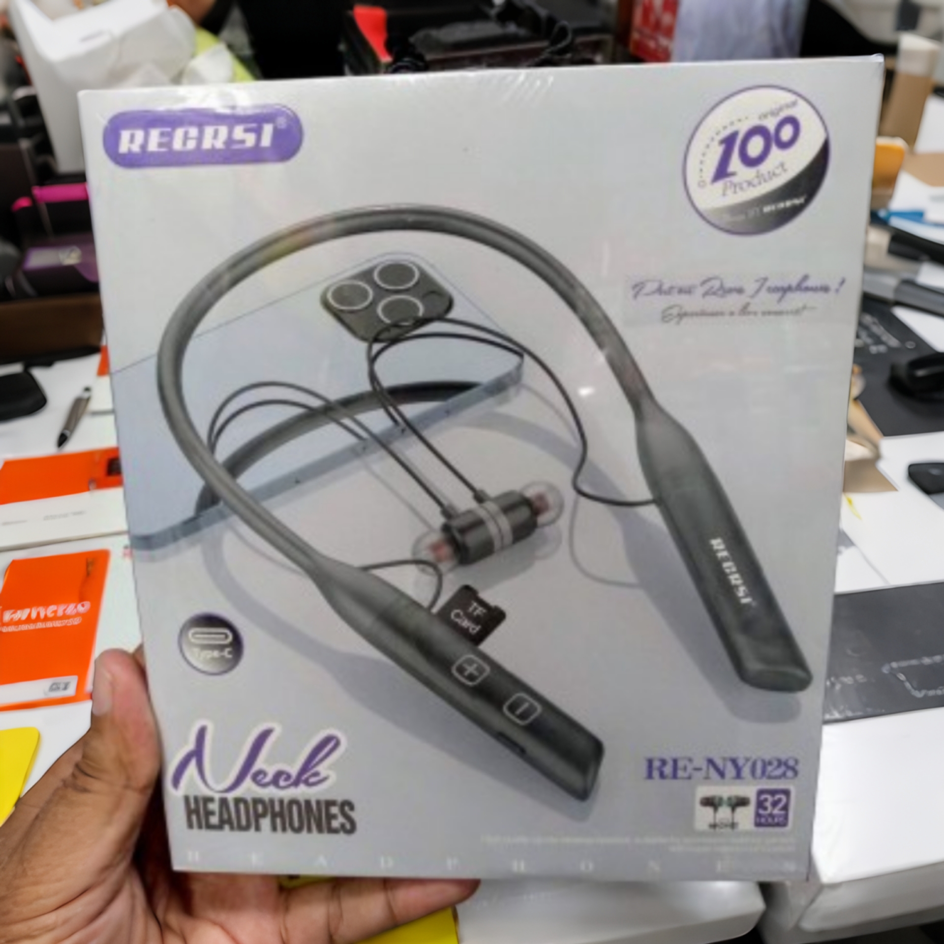 RECRSI RE-NY028 Hanging Neckband Earphone - Black DSB10820