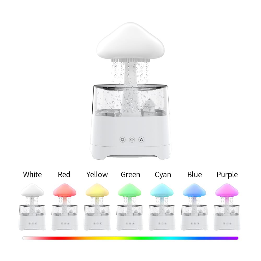 5 IN 1 Bluetooth Speaker Rain Cloud Humidifier, switchable 7 colors, 450ml capacity super quiet, intelligent anti-dry function DSB5868