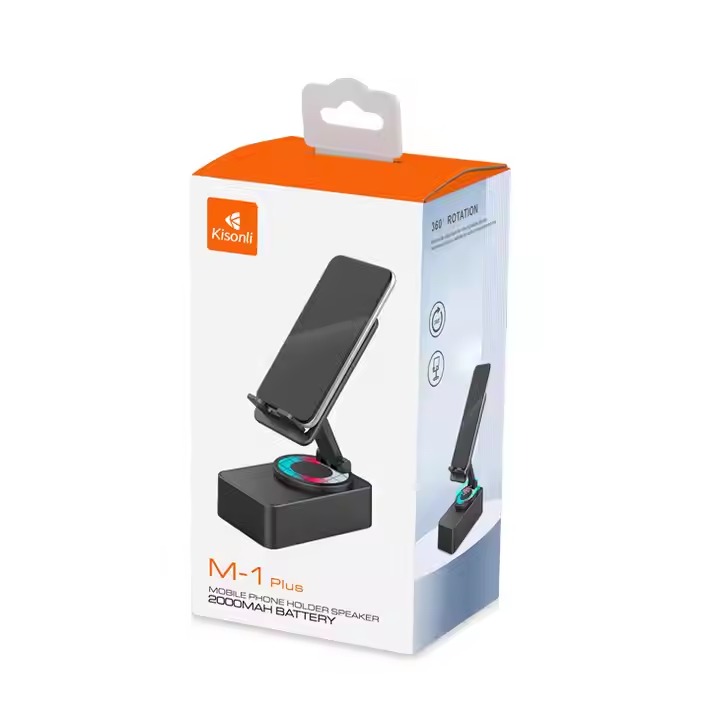 KISONLI M-1 Wireless Folding Bracket RGB Bluetooth Speaker With 360 Degree Phone Holder Stand DSB9577