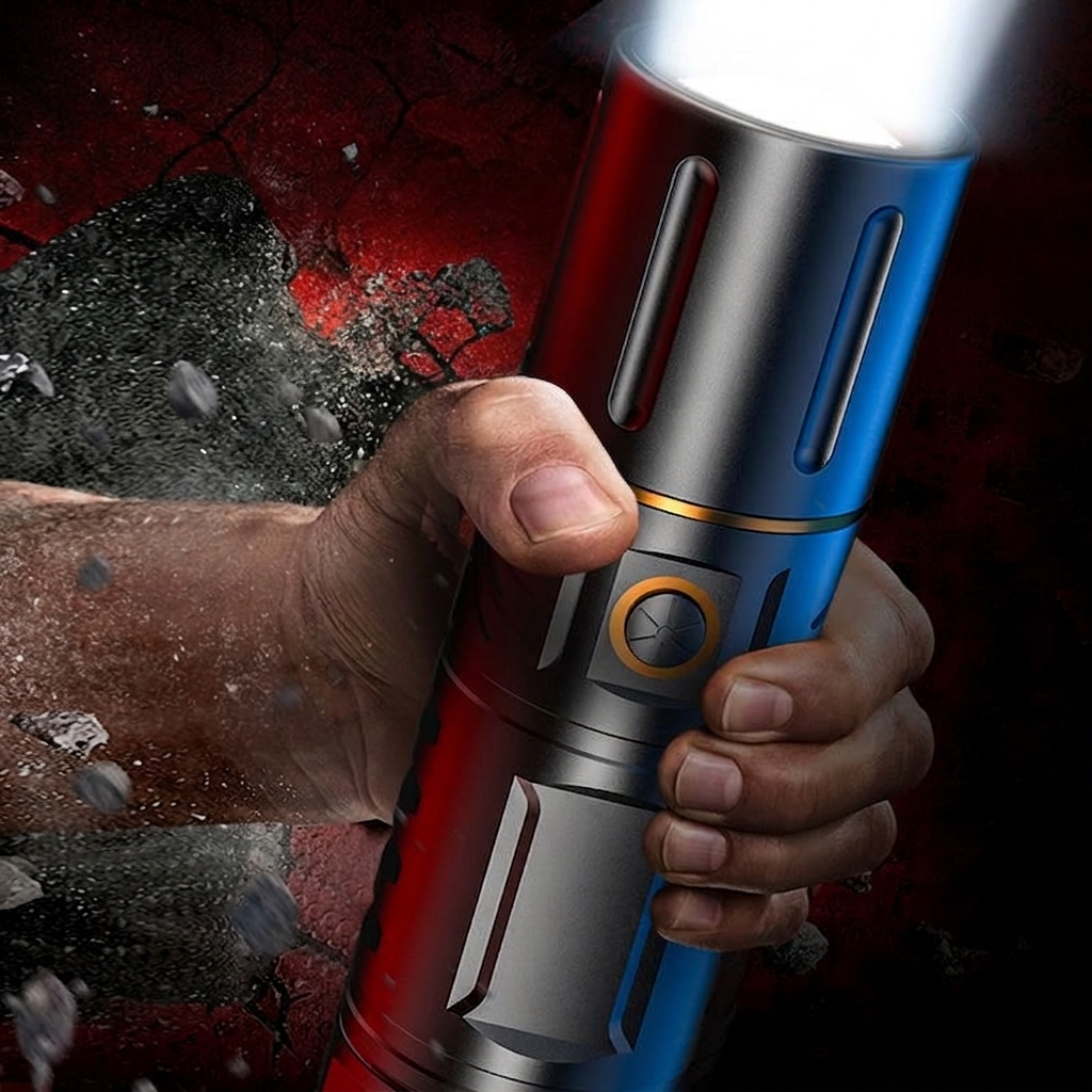 Rechargeable LED Flashlight with Telescopic Zoom & Power Bank Function DSB9000