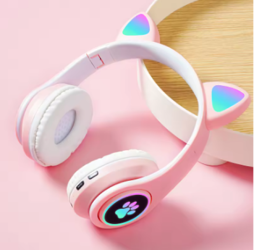 Bluetooth Wireless Headphones Cat Ear Glow Light Stereo Bass Helmets Children Gamer Girl Gifts PC Phone Gaming Headset DUS157