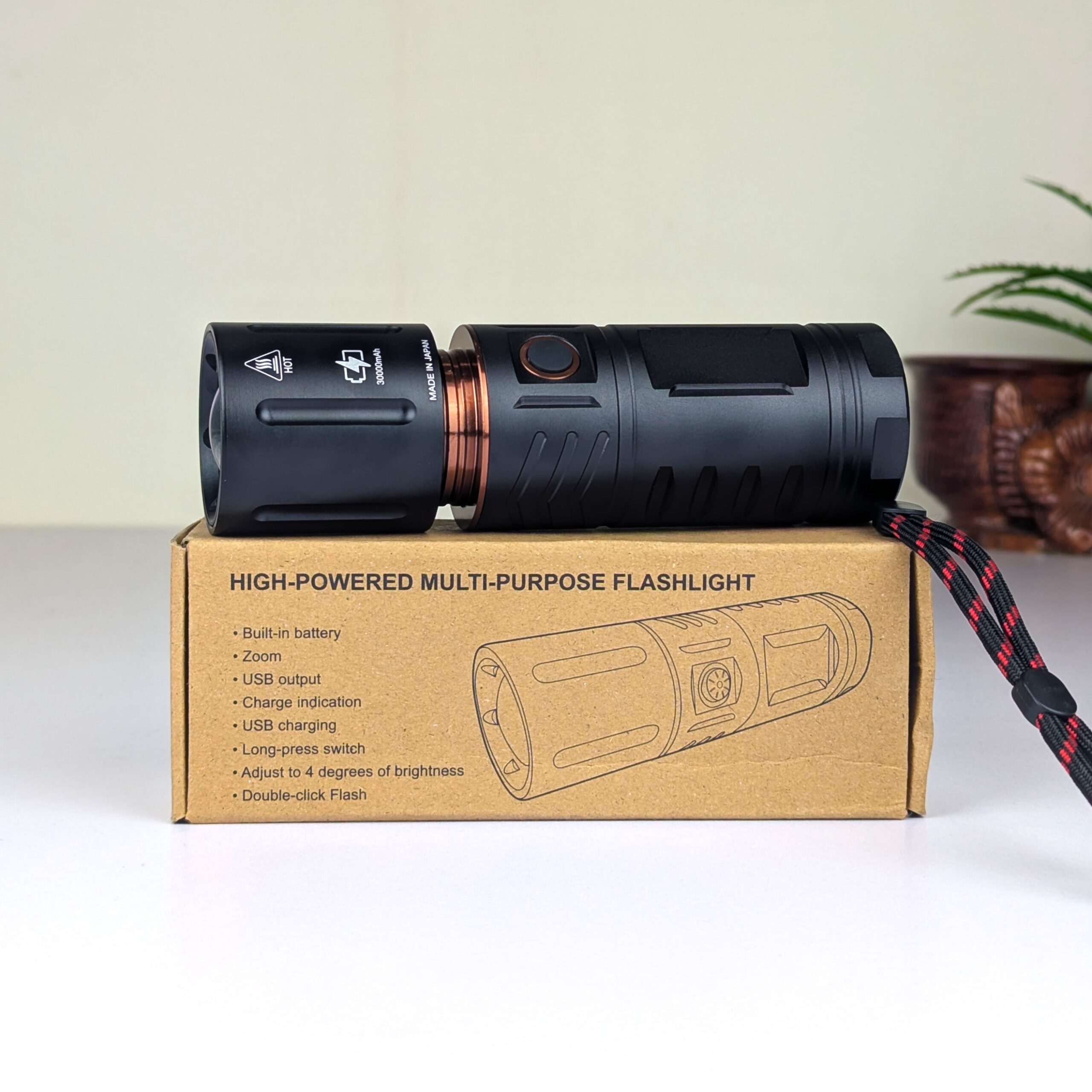 Rechargeable LED Flashlight with Telescopic Zoom & Power Bank Function DSB9000